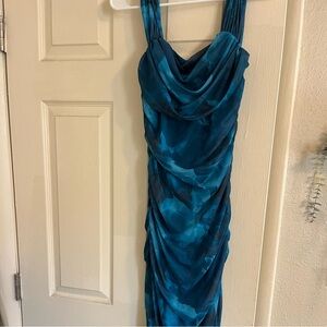 Chic Teal Draped Maxi Dress